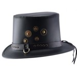 2015 FASHION STYLISH BLACK GENUINE LEATHER TOP HATS FOR MENS